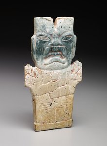 Antropomorfik Plak, Muhtemelen Ateş Yılanı, Klasik öncesi dönem, MÖ 800-400 (serpantin ve zinober) by Prehistoric Prehistoric