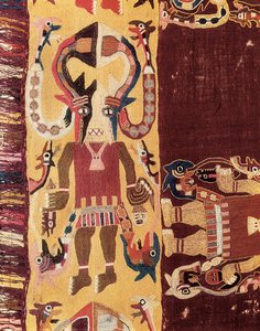 Kolomb öncesi medeniyet: maske takan tören görevlisi. 300-100 M.Ö. Peru
