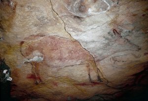Prehistorya: “Bir geyik”” Üst Paleolitik (Magdalen) kaya resmi (16500 ila 14000 yıl önce) Altamira Taş Devri Mağarası, Santander, İspanya by Prehistoric Prehistoric