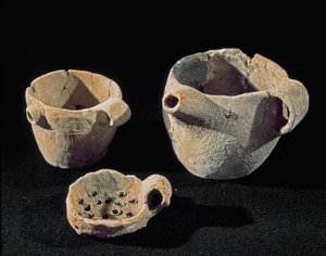 Prehistorya: çeşitli sofra aksesuarları. Demir Çağı. Umbria