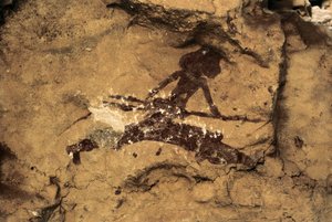 Rock Art: kadın avcısı. Tarih Öncesi, Üst Paleolitik. Tio Garroso Mağarası, İspanya. by Prehistoric Prehistoric