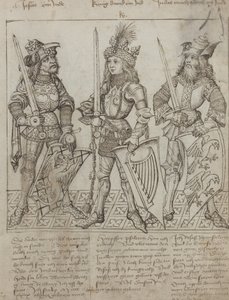 Joshua, Kral David ve Judas Maccabeus by Primary Master of the Strassburg Chronicle