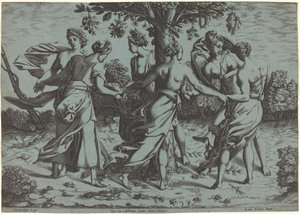 Dryades Dansı by Probably French 16th Century after Pierre Milan after Rosso Fiorentino