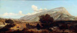 Güneydeki makilerin kutsal dağ zafer manzarası. Prosper Joseph Gresy