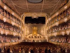 Covent Garden Theatre, Microcosm of London'dan R Ackermann, 1808 (el boyaması aquatint) by Pugin and Rowlandson