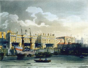 John Bluck (fl.1791-1819), 1808 (aquatint) tarafından oyulmuş Ackermann'ın 'Microcosm of London' adlı eserinden Thames Nehri'nden Özel Ev by Pugin and Rowlandson