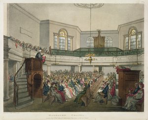 John Bluck (fl.1791-1831), 1809 (aquatint) tarafından oyulmuş 'Ackermann's Microcosm of London'dan Magdalen Şapeli by Pugin and Rowlandson