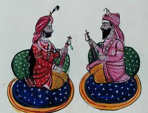 Maharaja Kharak Singh ve Maharaja Nau Nihal Singh, 1890 dolayları (kağıt üzerine suluboya)