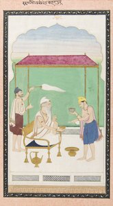 Ranjit Singh, bir morchal-taşıyıcının eşlik ettiği altın bir sandalyede oturuyor, c.1830