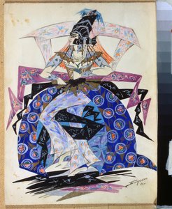 Igor Stravinsky (1882-1971) tarafından "Petrouchka" balesi için kostüm tasarımı (I.Stravinsky tarafından Petrushka balesi için kostüm tasarımı). Pyotr Boborykin (Piotr Boborykin) (1836-1921) tarafından çizim. Kağıt üzerine suluboya ve kurşun kalem, 35,6 x  by Pyotr Boborykin