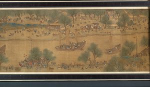 Nehirde Bahar Şenliği (detay), el kaydırma by Qing Dynasty Chinese School