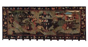 On iki katlı koromandel ekranı, 18. yüzyıl by Qing Dynasty Chinese School