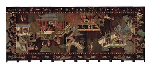 On iki katlı koromandel ekranı, 18. yüzyıl by Qing Dynasty Chinese School