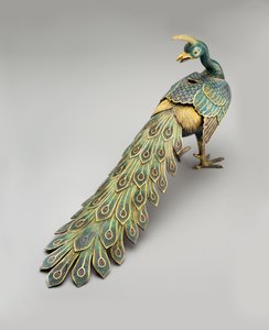 Cloisonné tavuskuşu şeklinde buhurdan