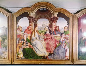 Kutsal Akrabalık veya St. Anne Sunağı, orta panelin detayı, 1509 by Quentin Massys or Metsys