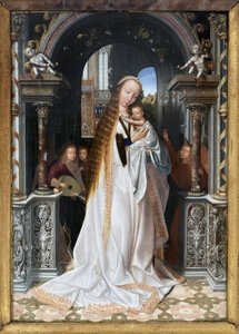 Meleklerle çevrili Bakire ve Çocuk, Quentin Metsys (1466-1530) tarafından yapılan tablo, Fotoğraf, KIM Youngtae, Lyon, Musee des Beaux Arts de Lyon.