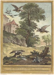 Akbabalar ve Güvercinler by Quentin Pierre Chedel after Jean Baptiste Oudry