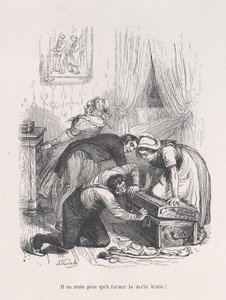 Geriye sadece kutsanmış bagajı kapatmak kalıyor! İnsan Hayatının Küçük Sefaletlerinden, 1843.. by Quichon