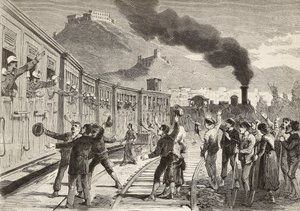 İtalya, Cassino tren istasyonundan ayrılan İtalyan askerlerine veda eden erkekler ve kadınlar, Quinto Cenni