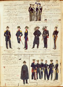 1836 ve 1886 yılları arasında Piyemonte ordusunun üniformaları. Cenni Quinto