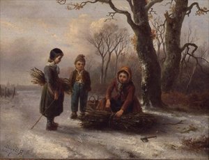 Kütük Toplayan Çocuklar, c.1884 (panel) by R. Favelle