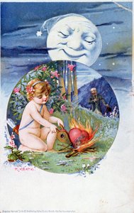 Postcard from the set Ill Hearts, c. 1900 (colour engraving) by R. Kratki