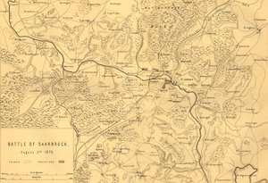 Saarbrücken Savaşı Haritası, 2 Ağustos 1870, c1872. by R. Walker