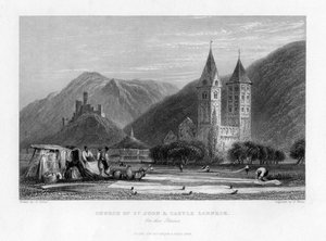 St John Kilisesi ve Ren Nehri üzerindeki Lahneck Kalesi, 1838