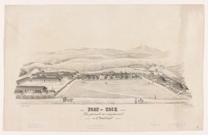 Gezicht op Fort de Kock Fort de Kock / Vue générale du campemente / du 17de Batail.on Infant.rie (nesne üzerindeki başlık) by R. Walthert (signed by artist)