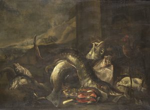 Balık ile Natürmort by R. van Burgh