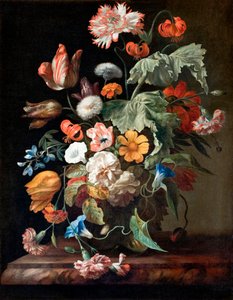 "Çiçeklerle Natürmort" Tablosu Rachel Ruysch (1664-1750) - Tuval üzerine yağlı boya - Boyut 70.5x58.5 cm Hallwylska Museet, Stockholm by Rachel Ruysch