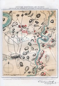 Antietam, Sharpsburg ve Civarı Haritası, Maryland, 1862 1862-1867. by Rae Smith