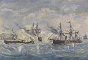 1879'da Peru Gemisi 'Huascar' ile Şili 'Blanco Encalada' ve 'Cochrane' ile Deniz Savaşı