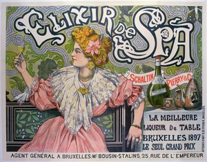 'Elixir de Spa' Belçika likörü reklam afişi by Raff (1861 1952)