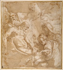 Gömme (yıkamalı ve guajlı kalem ve mürekkep, tebeşir üzerine, kağıt üzerine) by Raffaellino da Reggio (c.1550 78)