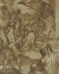 Büyücülerin Tapınması, 1550-78. by Raffaellino da Reggio