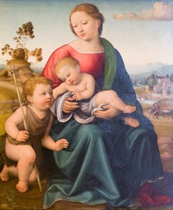 Madonna and Child with the Young St John, 16. yüzyılın başları, Raffaello Botticini (panel üzeri yağlıboya) by Raffaello (attr.to) Botticini