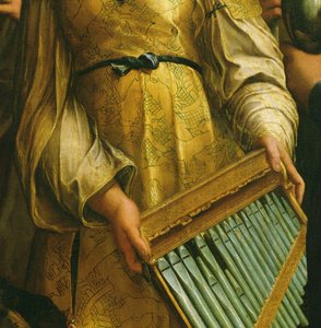St. Paul, St. John the Evangelist, St. Augustine ve Mary Magdalene ile çevrili St. Cecilia, c.1513 (182507 detayı) by Raffaello Sanzio Raphael
