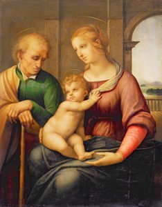 Kutsal Aile veya Sakalsız Yusuflu Madonna, c.1506 (panelden aktarılmış tuval üzerine tempera ve yağlı boya) by Raffaello Sanzio Raphael