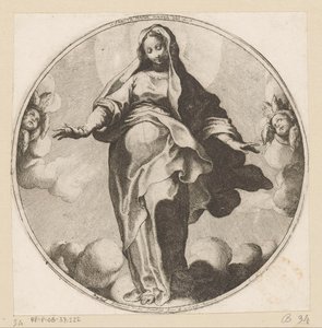 bulutlardaki Meryem Sancta Maria Mater Dei (nesne üzerindeki başlık)