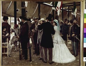 Vatanseverler tüfekle ateş ediyor (tuval üzerine yağlı boya
