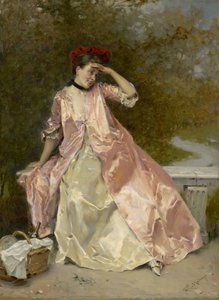 Piknik Sepetli Kadın, 1890 dolayları by Raimundo de Madrazo y Garreta