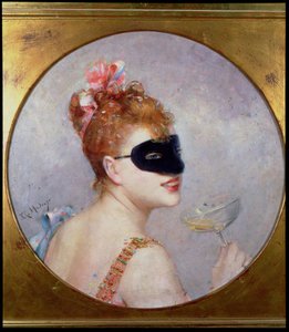 Maskeli kadın (tuval üzerine yağlı boya) by Raimundo de Madrazo y Garreta
