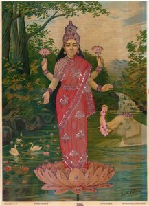 Lakshmi Embellished, Ravi Varma Press tarafından, düzenle by Raja Ravi Varma