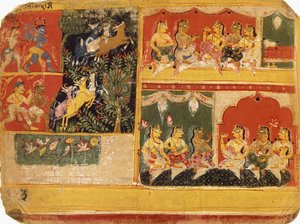 "Bhagvata Purana" için bir örnek, Kitap X, Bölüm 21, c.1525 by Rajput School