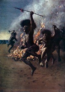 Daniel Defoe tarafından Robinson Crusoe için çizim (renkli taş)