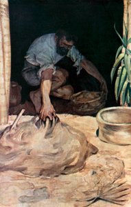 Daniel Defoe tarafından Robinson Crusoe için çizim (renkli taş)