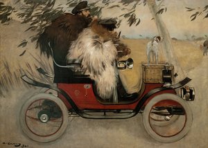 Bir Otomobilde Ramon Casas ve Pere Romeu - Casas, Ramon (1866-1932) - 1901 - Tuval üzerine yağlı boya - 208x291 - Museu Nacional d
