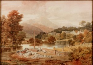 A Slate Wharf, Brathay (kağıt üzerine kalem ve sulu boya) by Ramsay Richard Reinagle