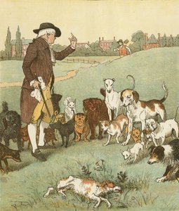Oliver Goldsmith'in Deli Bir Köpeğin Ölümü Üzerine Bir Ağıt. Ölen köpekti. Randolph Caldecott'un çizimi.